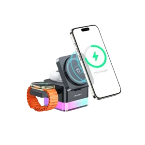 Awei W25 3 in 1 Desktop Charger Magnetic Wireless Charger with RGB Light